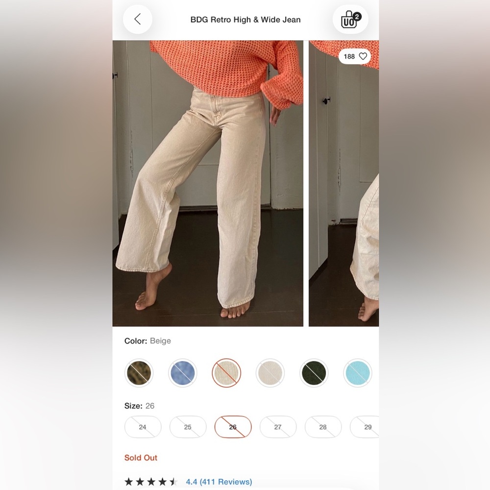 BDG High & Wide Cream Jeans